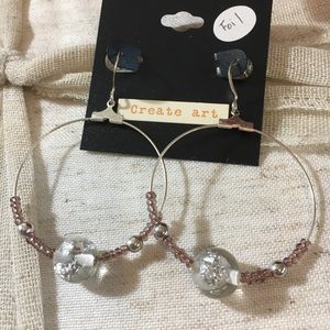 Jewelry - Foil Bead Large Hoop Dangle Earrings Jewelry - Foil Bead Large Hoop Dangle Earrings